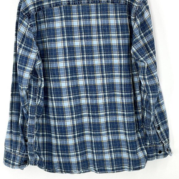 Orvis Shirt Men Large Blue Plaid Button Up 100% Cotton Long Sleeve Active Fit - Picture 8 of 15